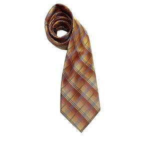 Kenneth Cole New York Neck Tie Brown Orange Blue